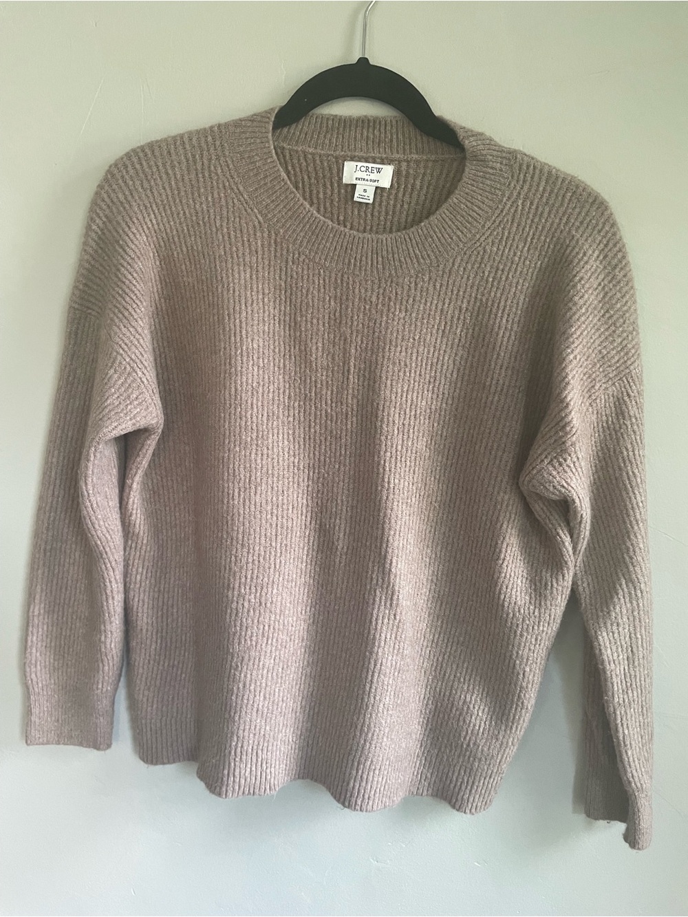 J. Crew Taupe Crewneck Ribbed Sweater